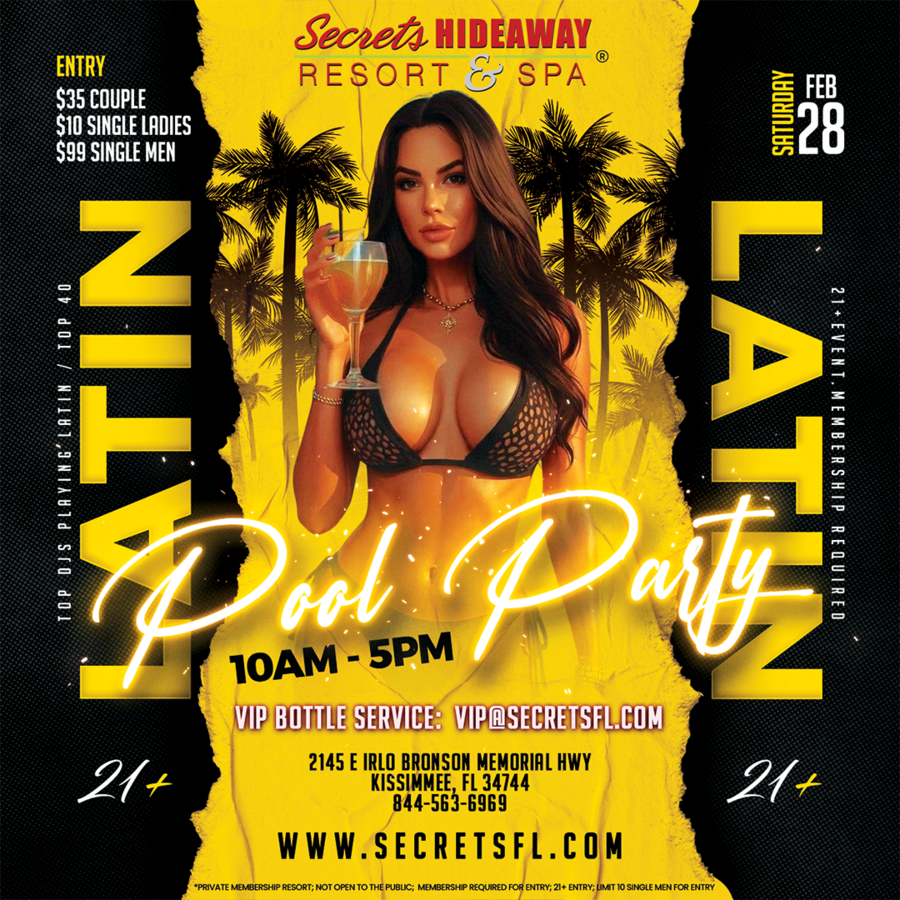Saturday Latin Pool Party 10am - 5pm